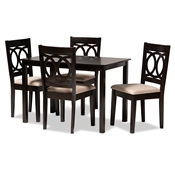 Baxton Studio Lenoir Modern and Contemporary Sand Fabric Upholstered Espresso Brown Finished Wood 5-Piece Dining Set